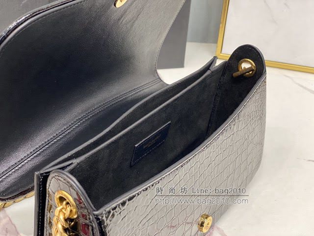 YSL爆款女士包包 聖羅蘭經典款ELISE鱷魚紋壓印漆皮革肩背包 YSL肩背斜挎包 640290  jjh1120